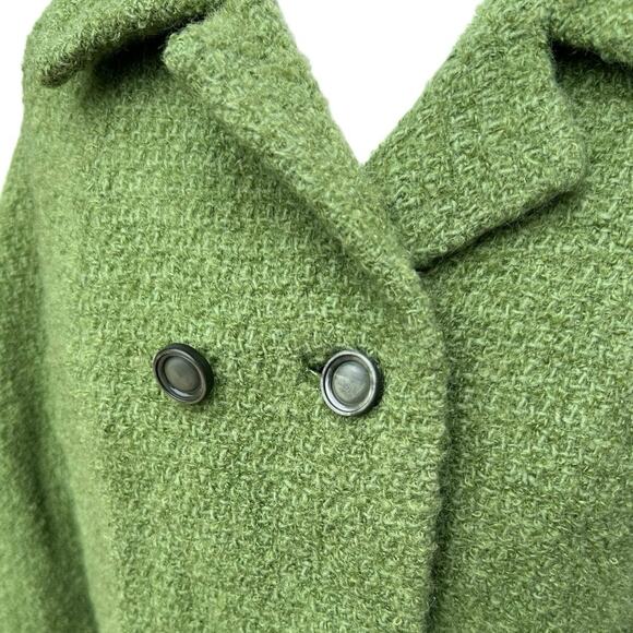 Vintage 1960s Green Wool Boucle Double Breasted Coat MINT Jackie O Chic Womens M - Picture 6 of 15
